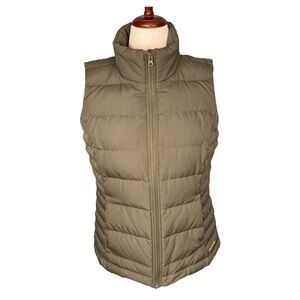 Lands End Quilted Down Vest Womens Size Medium Puffer Zipper Warm Winter Green